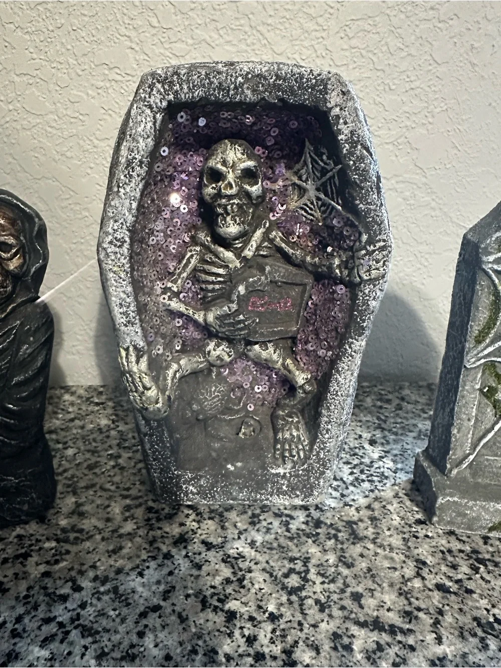Skeleton in Coffin Halloween Decor - Tombstones